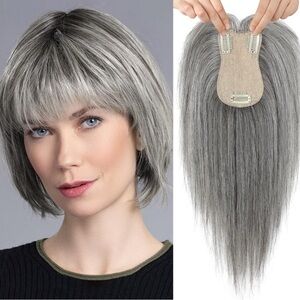 Sleek Gray Hair Extensions with Silky Texture